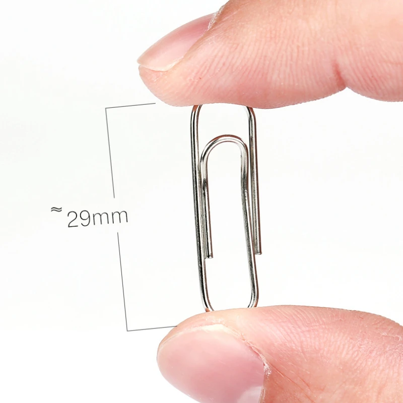 100 Pcs/box Silver Regular 29mm Paper Clips Bookmark Metal Nickel Plated Rust Proof Office Stationery