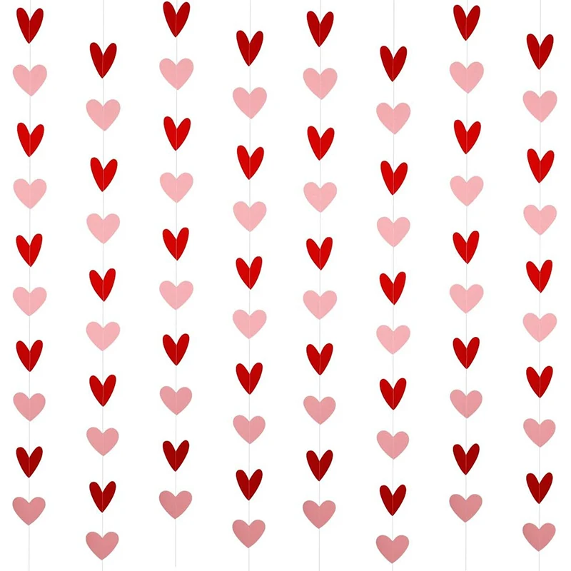 

1/2Pcs 5cm Paper Heart Love Shape String Valentine's Day Gift Garland Wedding Anniversary Home Party Hanging Decoration Suppies