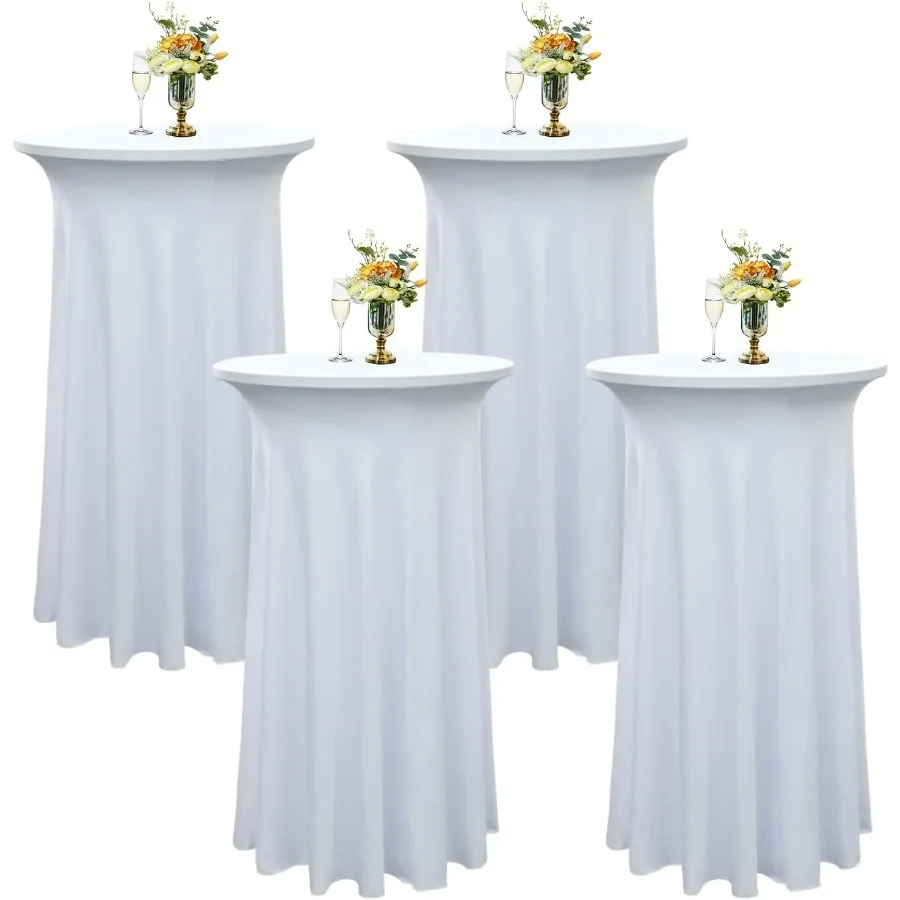 

Набор из 4 белых круглых юбок для коктейльного стола размером 24 x 43 дюйма | Скатерти из эластичного спандекса | Устойчивый к морщинам, устойчив к пятнам, и