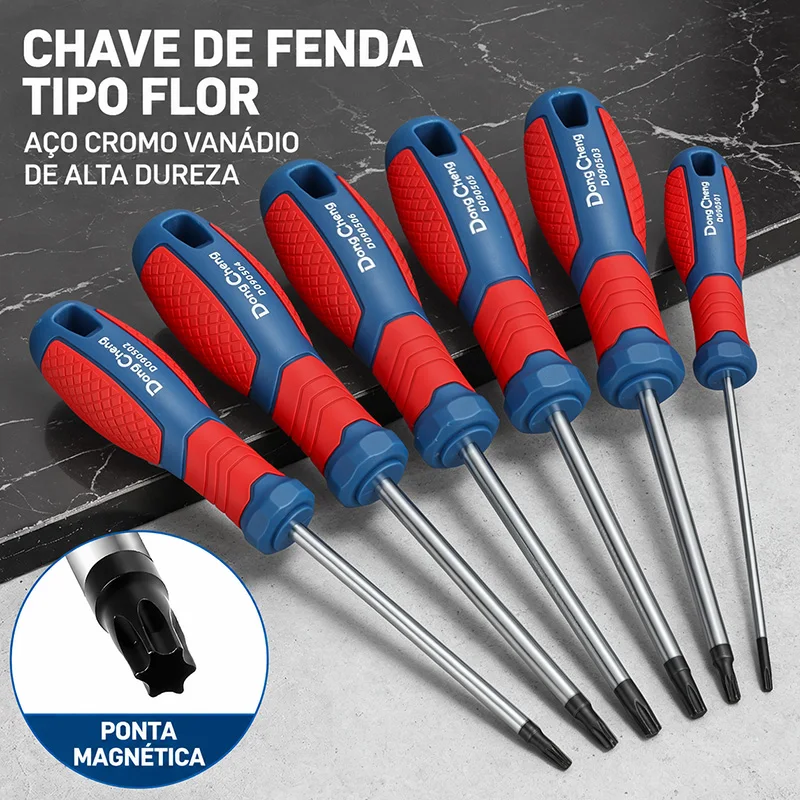 Jogo de Chaves de Fenda Torx Magnética T8 a T40, Aço Liga CR-V, Kit Parafusadeira Estrela para Reparos de Carro, Moto e Eletrônicos