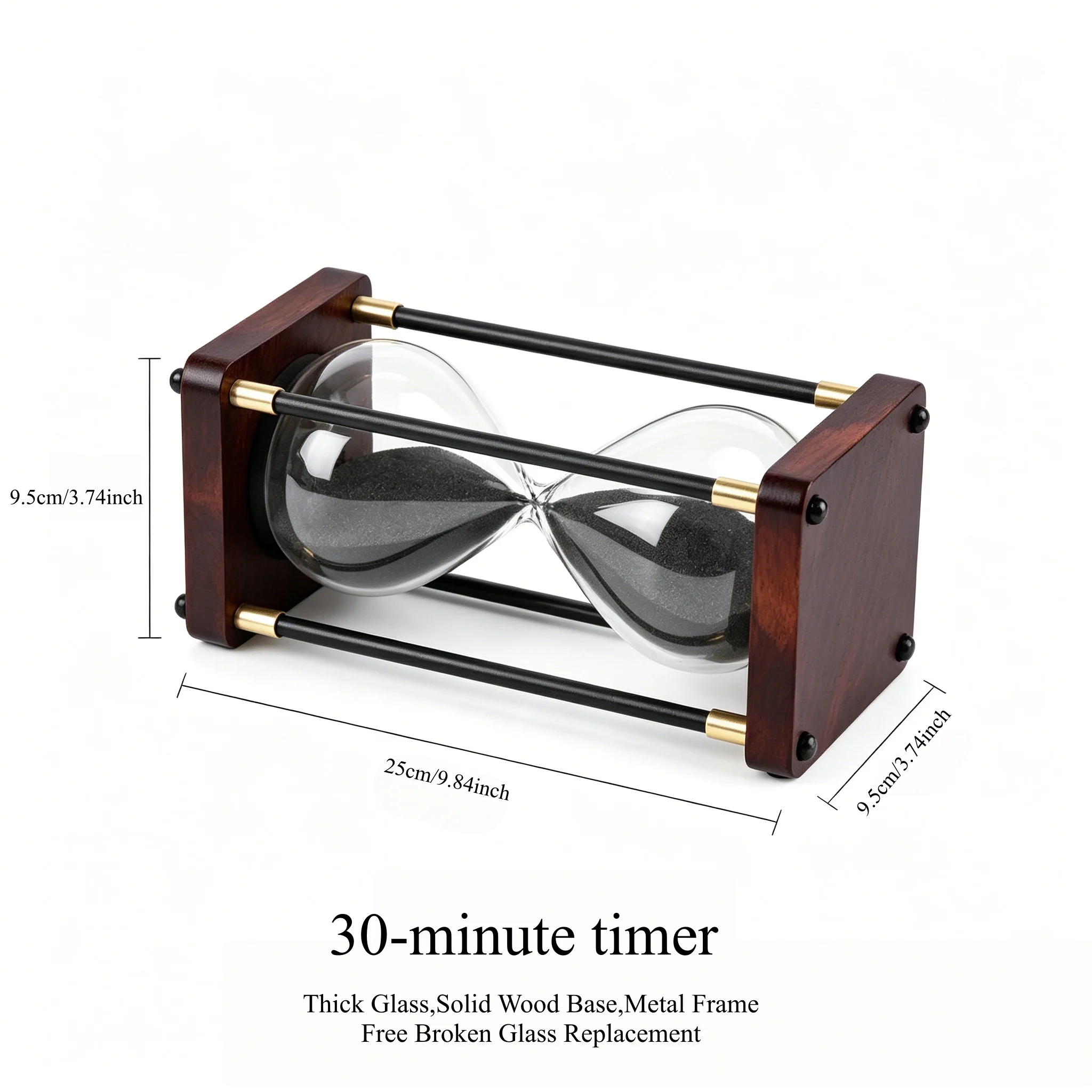 Anniversary Wedding Gift for Him Her,30Min 25cm Wood Frame Hourglass,Multicolor Sand Timer,Vintage Desktop Decor Ornament