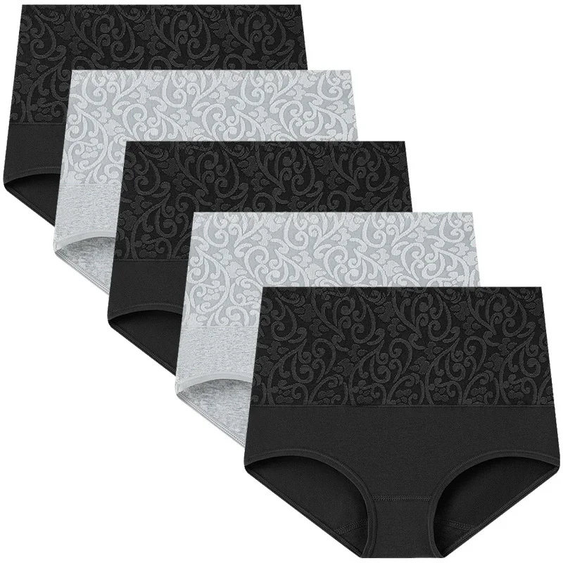5 ks/sada Plus Size spodní prádlo pro ženy, kalhotky s vysokým pasem, bavlněné kalhotky pro dívky, pohodlné tvarující břišní kalhotky, sexy spodní prádlo - náhled 2