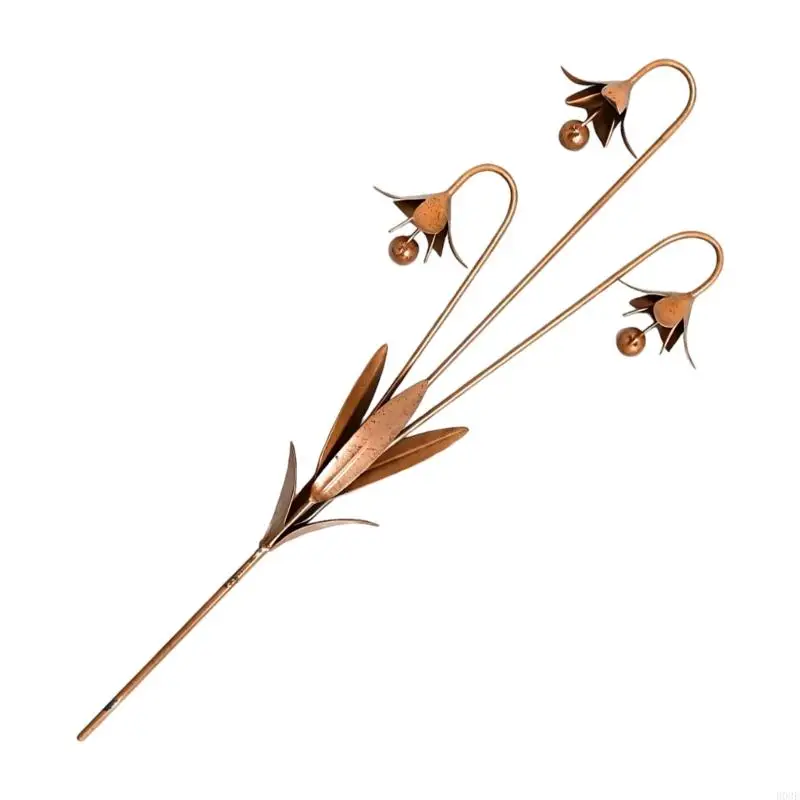 Rostiger Metall-Gartenstecker, rostige Glockenblumen-Gartenkunst, Eisen-Blumendekoration für den Außenbereich, rostiges Geschenk – Detail 10