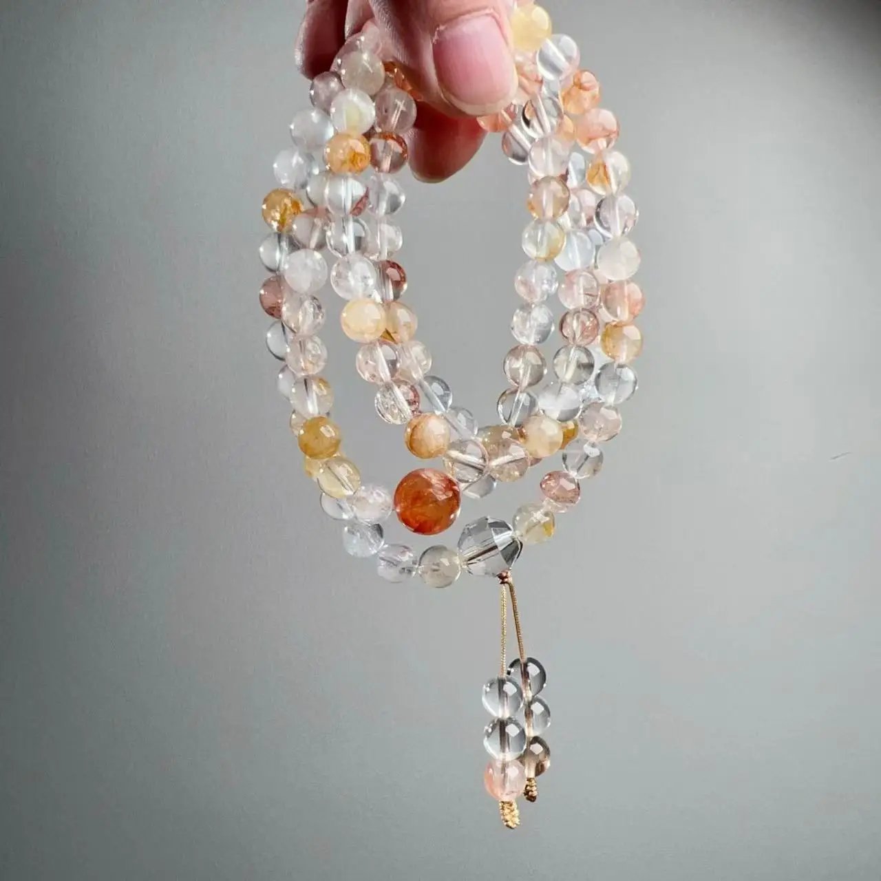 

Natural Koi Gum Flower 108 Buddha Beads Bracelet, Necklace White Crystal Red Gum Flower Clavicle Chain