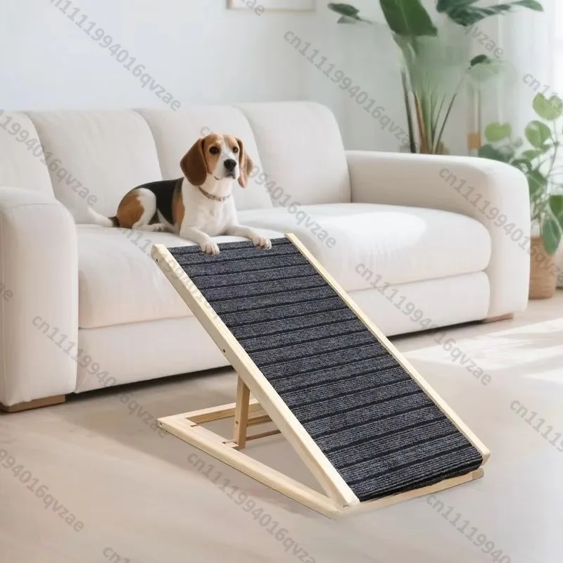 Foldable Pine Dog Ramp with Handrails and Anti-slip Ladder