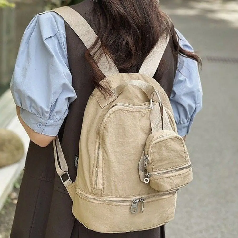 Elegant Solid Color Nylon Mini Backpack Mini Handbag Sling Bag Pendant Hanging Korean Style Small Wallet Outdoor