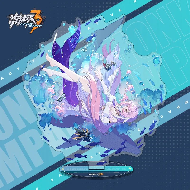 แท่นวางรูปอะคริลิคเกม honkai impact 3สำหรับ N-EX สีเงินลายคอสเพลย์ HD รูปปั้น bronya zaychik