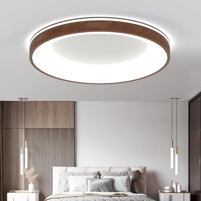 Moderno LED madeira grão luz de teto, circular, grande porte, minimalista, iluminação, sala de estar, quarto, varanda, casa, nórdico