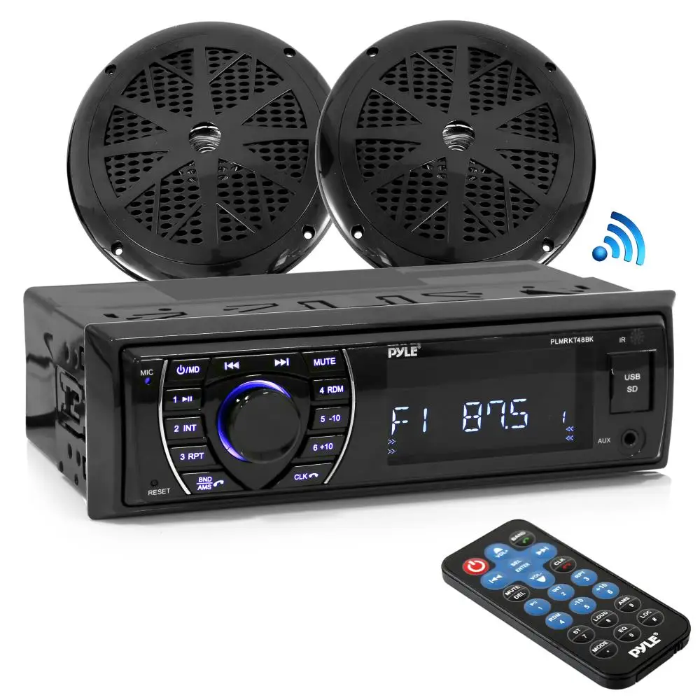 

Pyle Marine Headunit Receiver Speaker Kit - In-Dash LCD Digital Stereo Built-in Bluetooth & Microphone w/ AM FM Radio System 5
