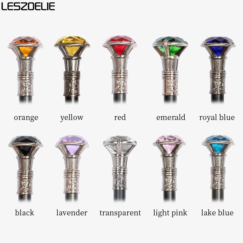 Luxury Silver Handle Walking Stick with 10 Colors Crystal Diamond  Fashionable Man Woman Canes Party Decorative Walking Sticks