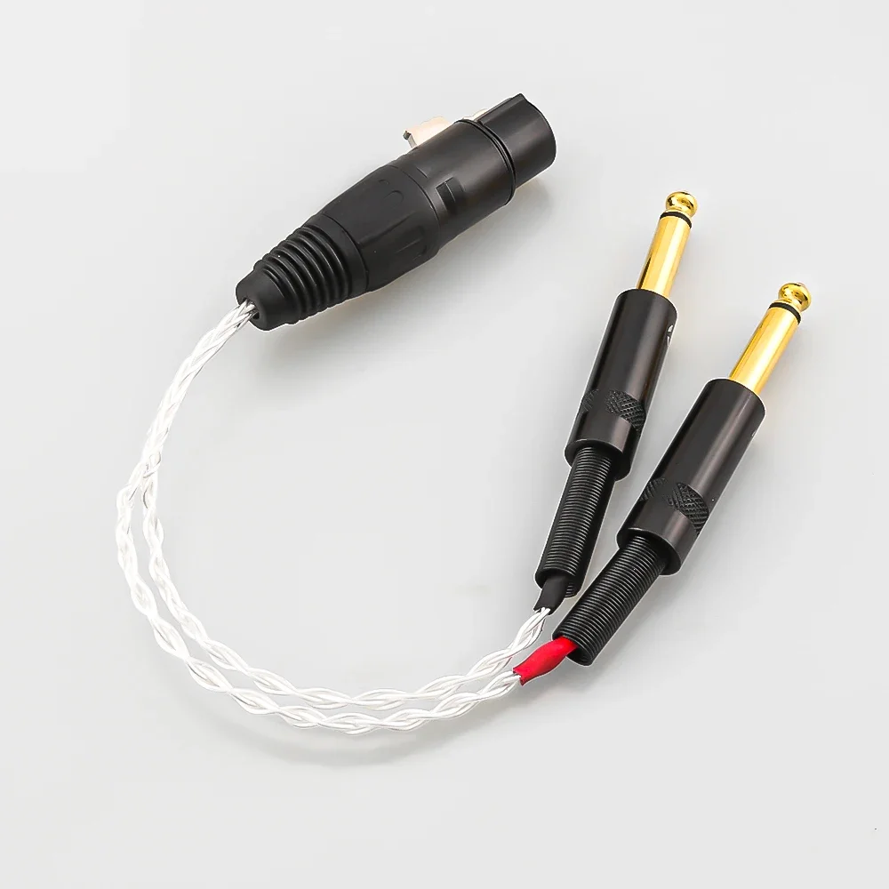 Audiocrast versilbertes Kabel, 4-polige XLR-Buchse auf zwei 6,35-mm-Aux-Kabel, Audio-Buchse