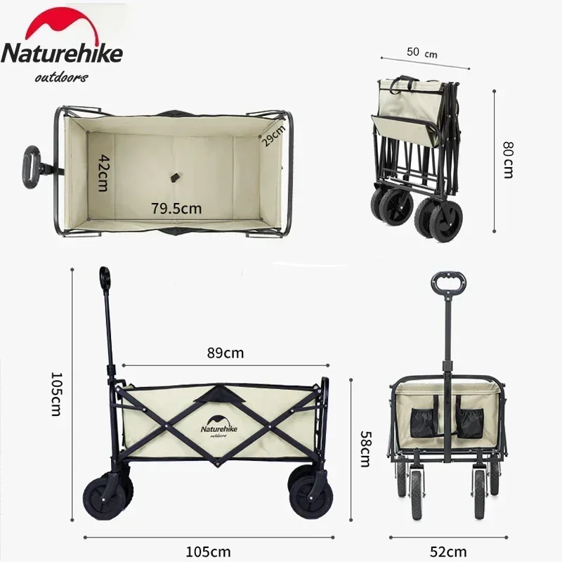 Natureifa-Chariot d'extérieur ultraléger, 160L, portable, pliable, 10cm, optique, parc, charge, table familiale, voiture, voyage, camping