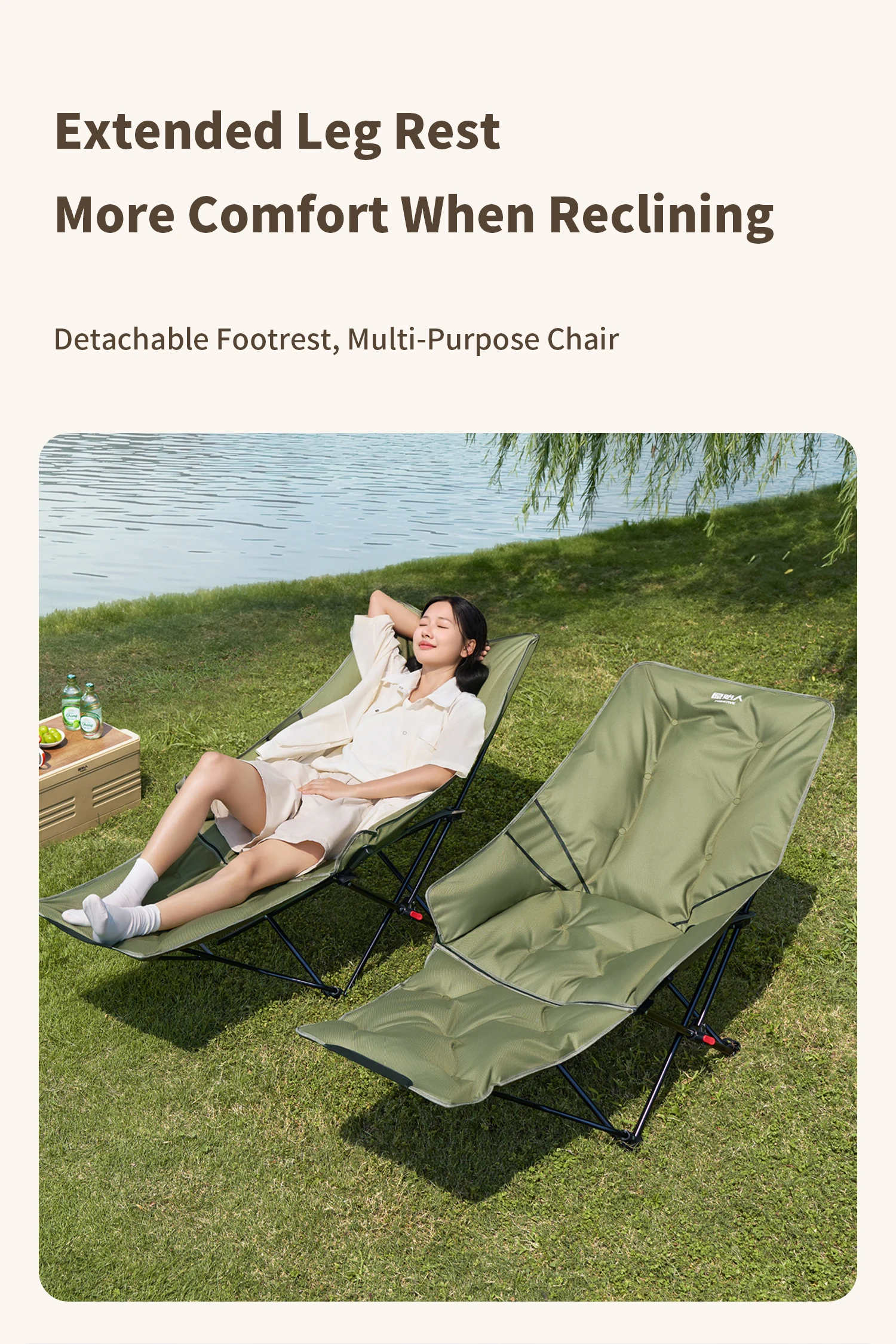 PRIMITIVE Quad Campingstuhl, gepolstert, robust, übergroß, faltbar, tragbar, mit Tragetasche und Seitentasche, für Outdoor, Strand, Picknick, Terrasse – Detail 17