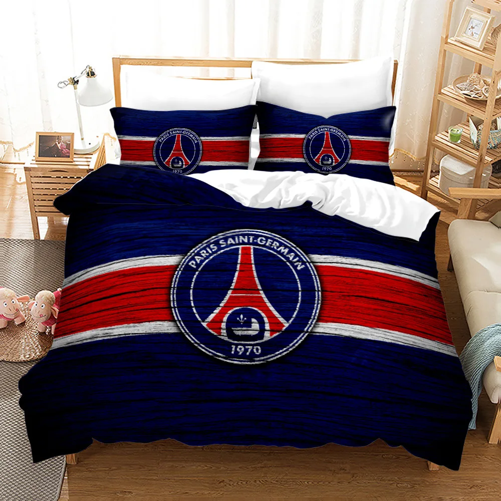 PSG Football Team Standard Sports Printed Duvet Cover Pillowcase 3D Digital Printed 3-piece Set