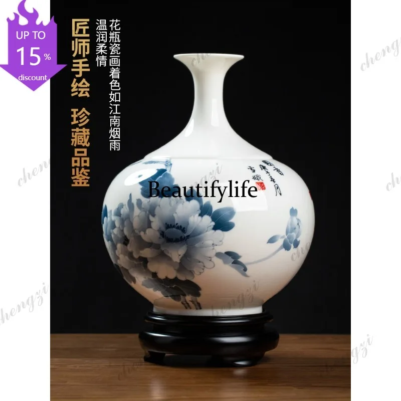 H132 ceramic hand-painted vase ornament creative Chinese living room TV cabinet decoration handicrafts/bottle appreciation