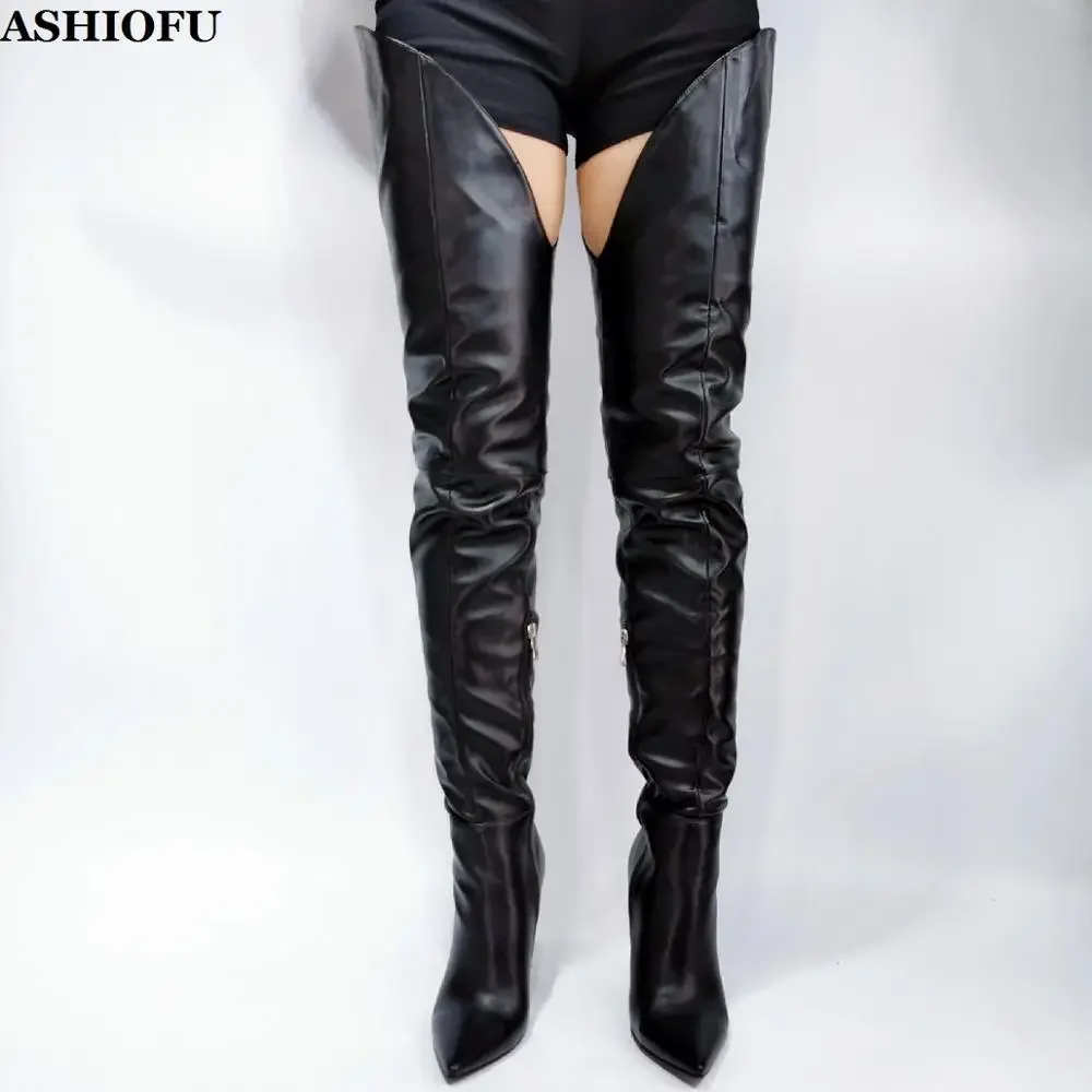 ASHIOFU New Arrival Women's High Heels Over Knee Boots Pole-dance BFCM Thigh High Boots Evening Club Party Fashion Winter Boots