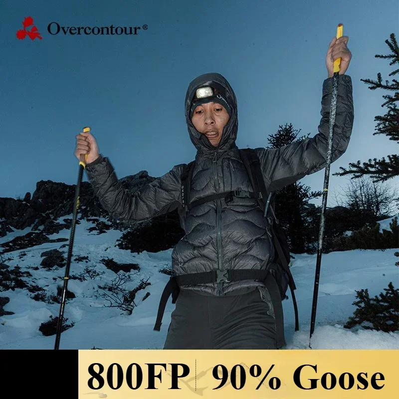 Overcontour x Ailaisen Man Goose Down jacket Windproof jacket ultra light down warm Hiking clothing 800FP Quick Storage