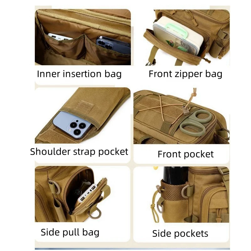 Multi-Functional Tactical Crossbody Roadbag with Insertion Rod Pocket - Large Waist Bag for Outdoor Activities