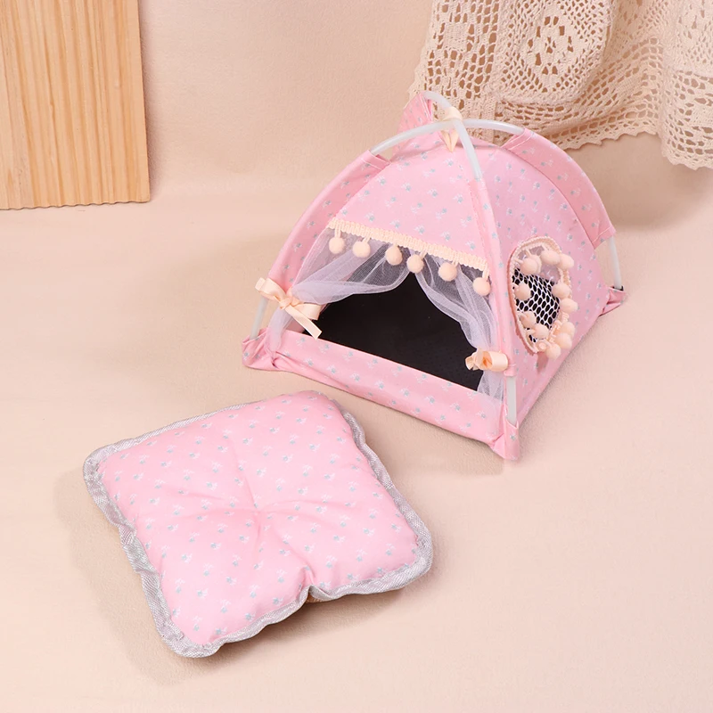 1:12 Dollhouse Simulation Pink Tent Model Mini Doll Travel Camping Decoration Toys Micro Scene Construction Photo Props