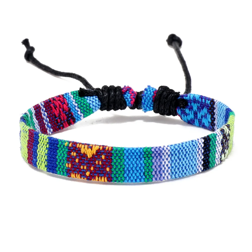 12-teiliges Set bunter Nepal-Armbänder für Damen, ethnische Stoffarmbänder, geflochtene Seilarmbänder, Herrenarmbänder, Boho-Sommer-Schmuckaccessoires – Detail 6