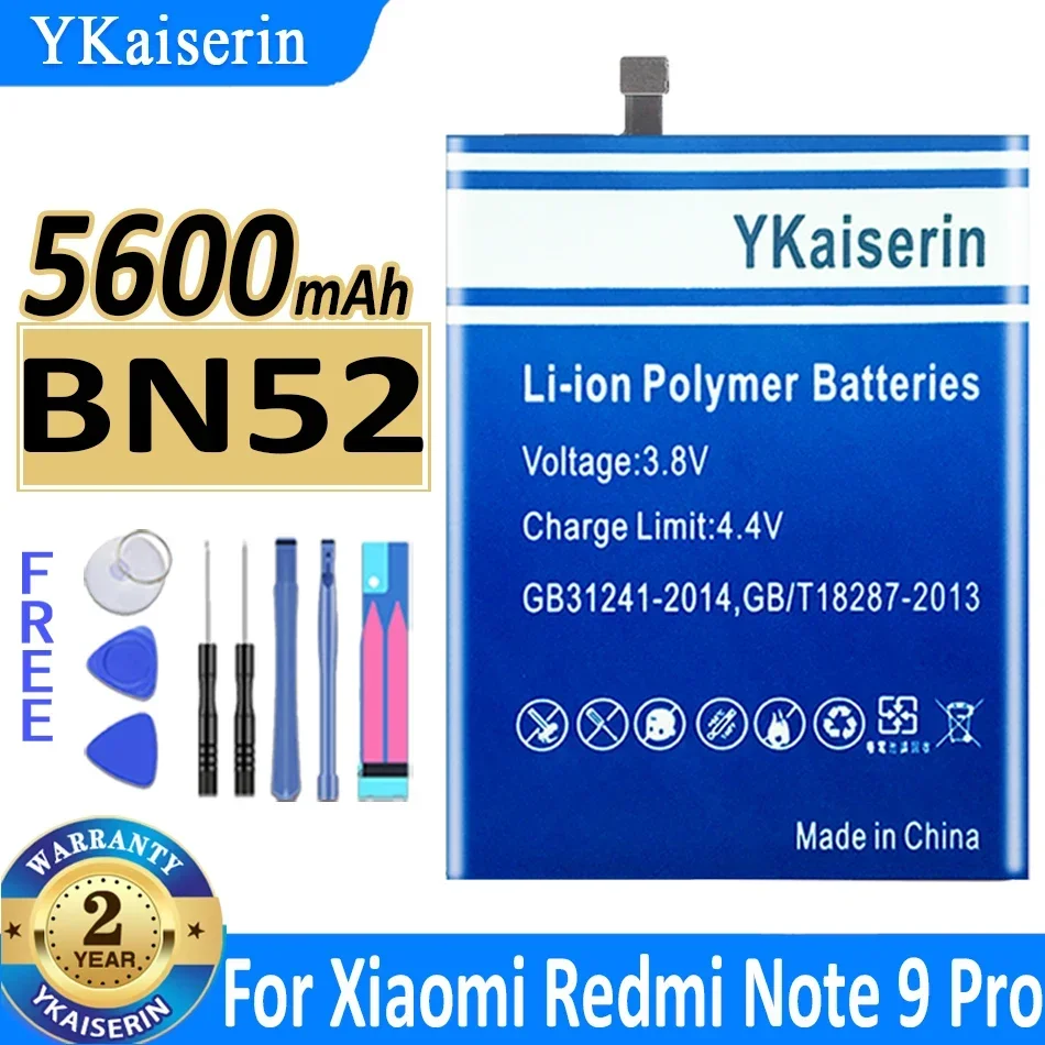 

Аккумулятор ykaisзаверin BN 52 BN52 5600 мАч для Xiaomi Redmi Note 9 Pro 9Pro Note9 Pro Note9Pro, батарея + Инструменты