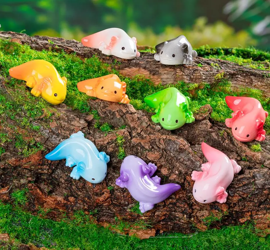 100pcs Kawaii Resin Animals noctilucent Salamander Diy Home Decor Miniature Fairy Garden Dollhouse Accessories