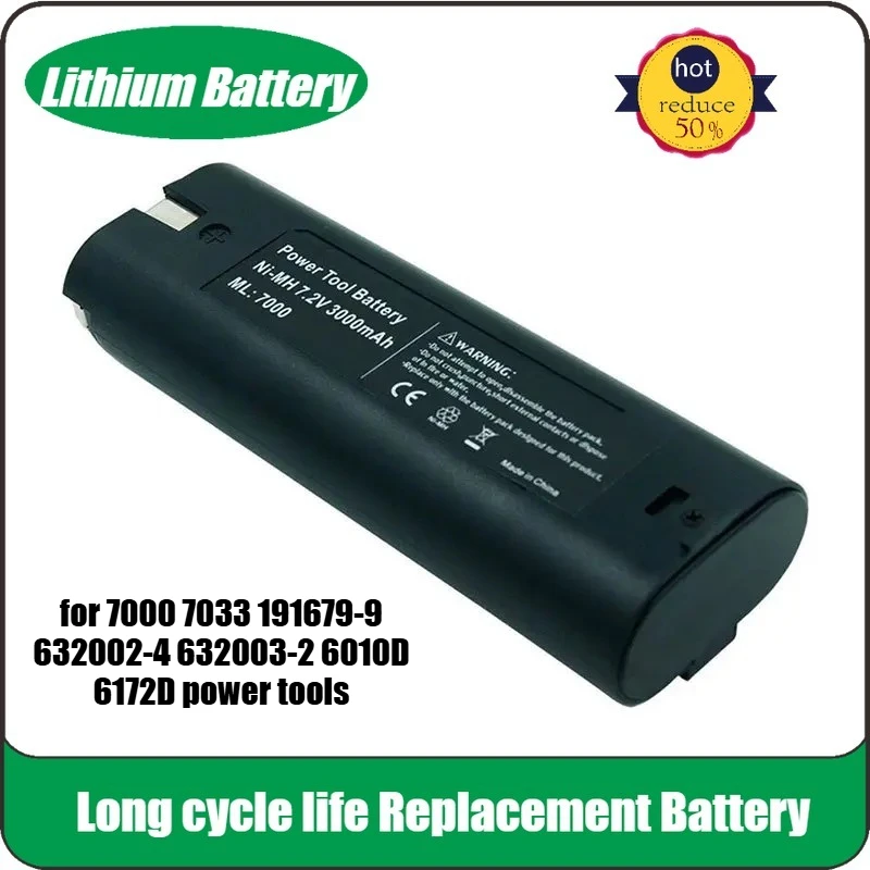 

New 1-2pcs 7.2V 1500—3000mAh Ni Mh Makita battery compatible for 7000 7033 191679-9 632002-4 632003-2 6010D 6172D power tools