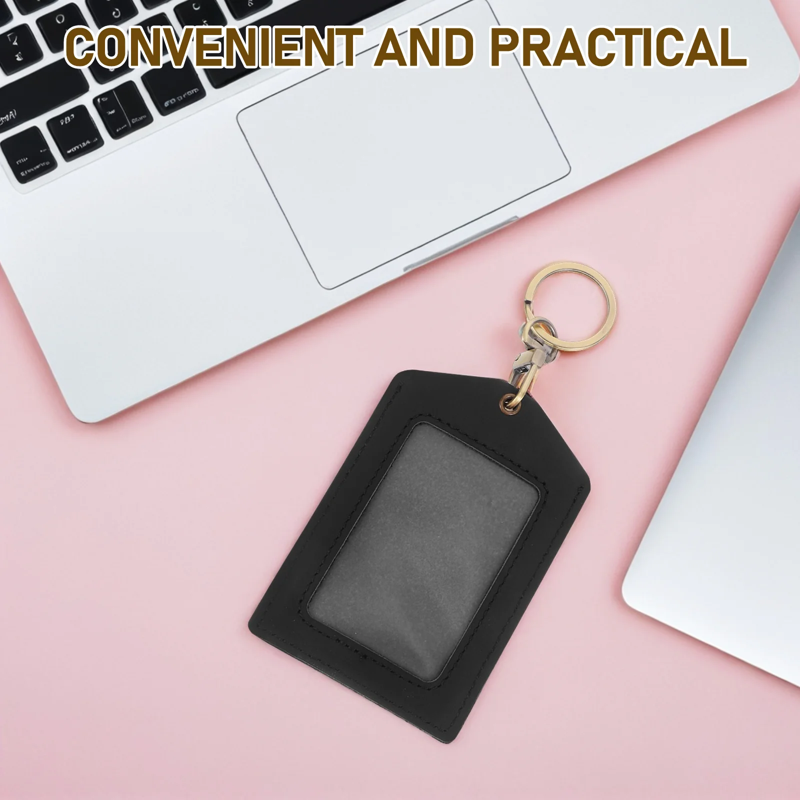 Reusable Work Badge Holder with Key Ring for Lanyard Id Card Protector Cover for Bus Control Cards