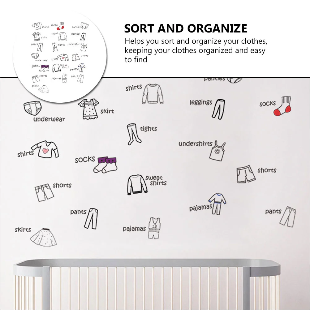 Dresser Sort Labels Wardrobe Stickers Classification Removable Pvc Clothing Decals