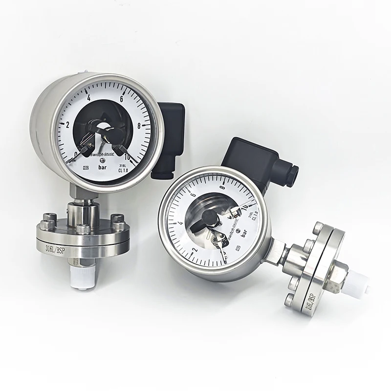 Precision Stainless Steel Diaphragm Pressure Gauge Electric Contact Gauge for Industrial Use