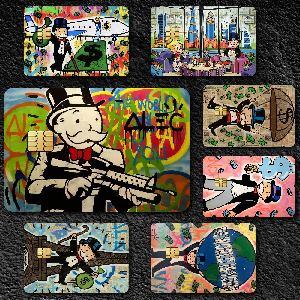 Art Alec Monopoly Credit Card Skin Stickers for Bank Card Bus Metro Card Sticker Waterproof Gift
