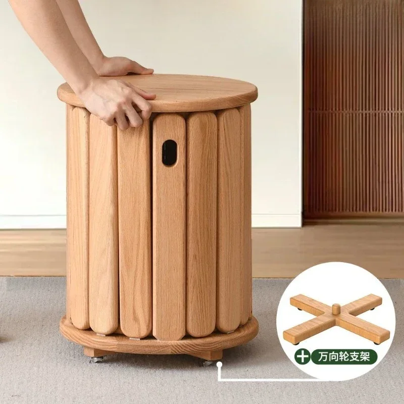 Solid wood four-in-one stool can be stacked, household living room dining table spare round stool stacked