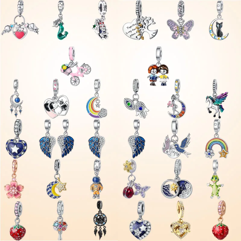 

New Hot Sale Moon Cat, Rainbow Moon Star & Colorful Pegasus Charm Beads, DIY Women Jewelry, Fit Original Necklace & Bracelet