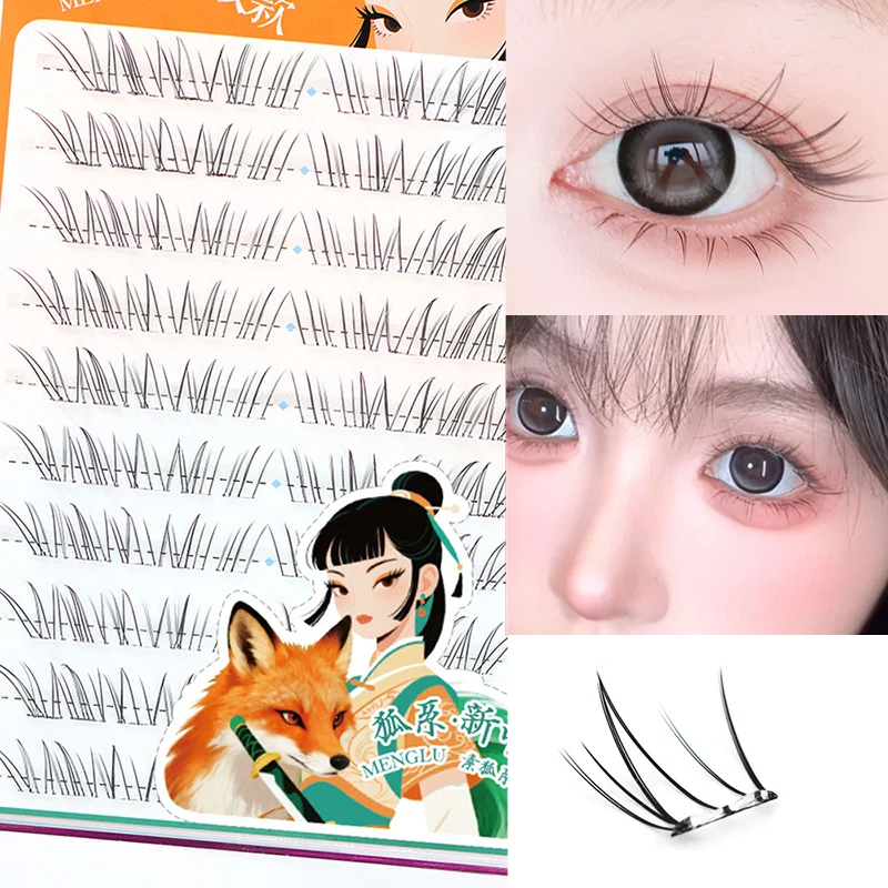 Klebefreie Wimpern im Puppenaugen-Stil, große Packung, C-Curl, transparentes Band, selbstklebende, flauschige, federartige Kunstwimpern mit Pinzette