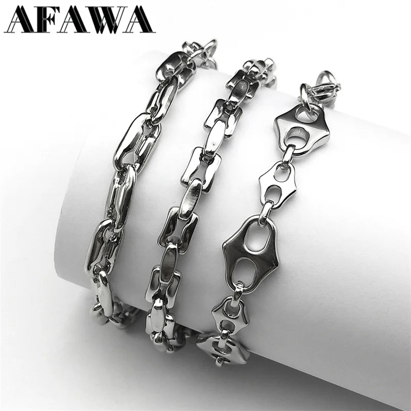 Punk Byzantine Link Chain Bracelet for Men Women Stainless Steel Silver Color Rock Style Cool Chains Party Jewelry Gift LT86