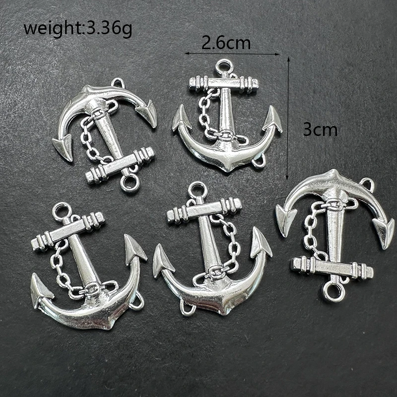 10pcs Tibetan Silver Bronze Anchor Jewelry Pendant DIY Vintage Style Bracelet Necklace Connector Making Supplies Accessories