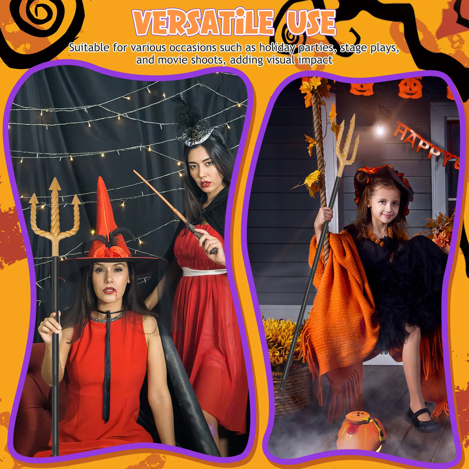 Style Plastic Trident Prop: Lightweight Halloween Devil Pitch Fork For Cosplay Party Masquerade Stage Demon