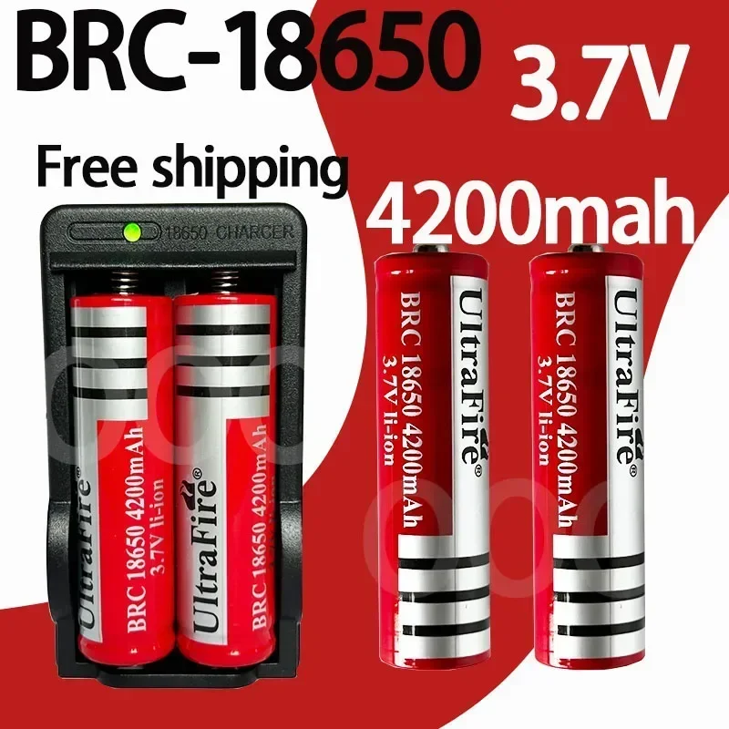 Original 3.7V 18650 Lithium Battery 4200mAh BRC 18650+Charger