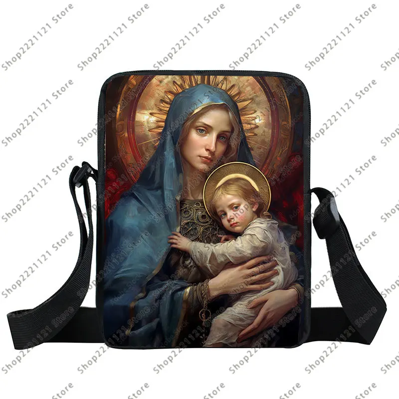 Our Lady Of Fatima Virgin Mary Print Messenger Bag Portugal Rosary Catholic Casual Shoulder Bags Christian Crossbody Bag Gifts