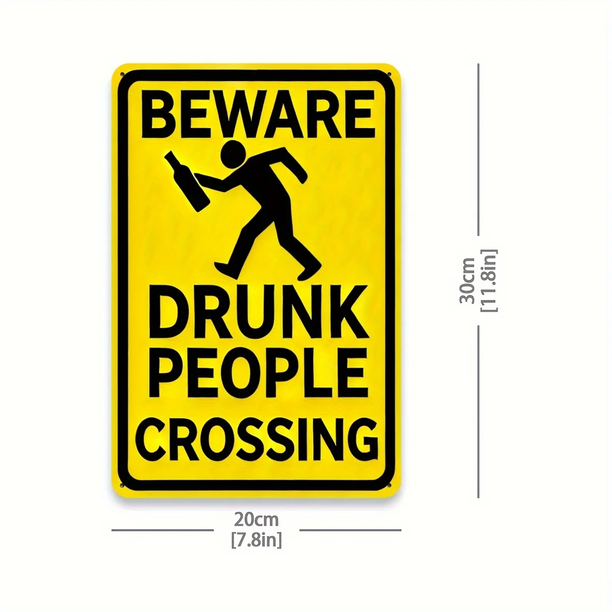 Aluminum Beware Drunk People Crossing Sign - Vintage Metal Wall Decor/Warning Placard for Home, Garage, Kitchen, Bar Fun Art, Gi