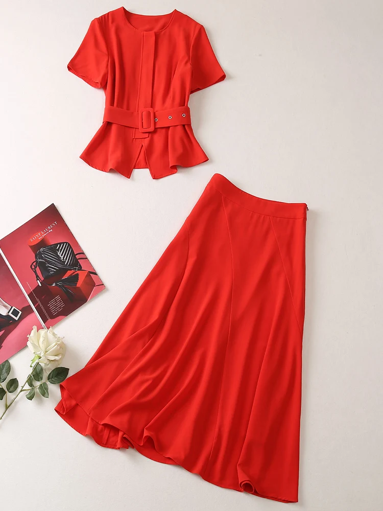 Imagem -03 - Conjunto de Cinto Fino Vermelho Vintage Feminino Elegante e Sexy para Escritório Chique Festa de Celebridades Alta Qualidade Moda Verão Novo