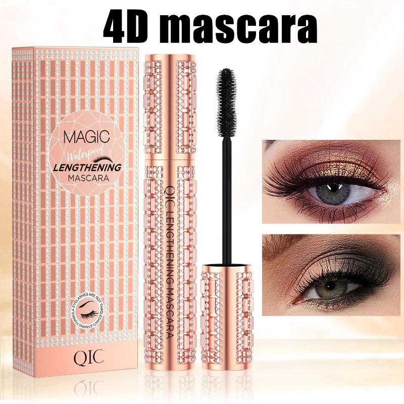 Máscara de pestañas 4D de diamante a la moda, resistente al agua, para rizar voluminoso, alargar las pestañas, a prueba de manchas, a prueba de escamas, uso largo de día, 1 Uds.