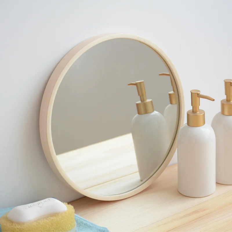 Imagem -03 - Nordic Hanging Mirror para Quarto e Banheiro Madeira Maciça Simples Round Wall Mirror Girl Makeup