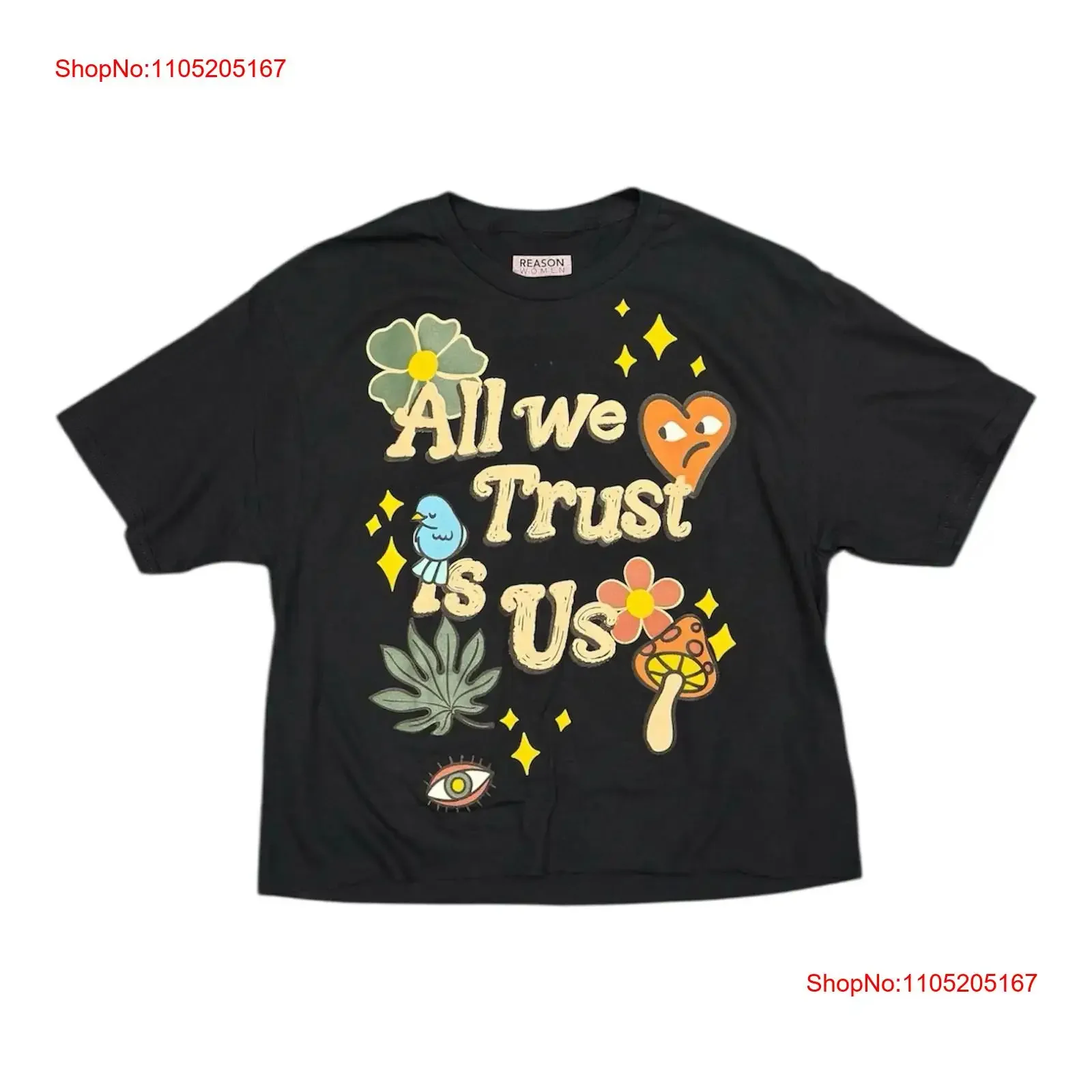 Reason Women Crop Top T Shirt All We Trust Is Us New Medium vintage Washed designer clothes Soft Stylish Top For Everyday Wear
