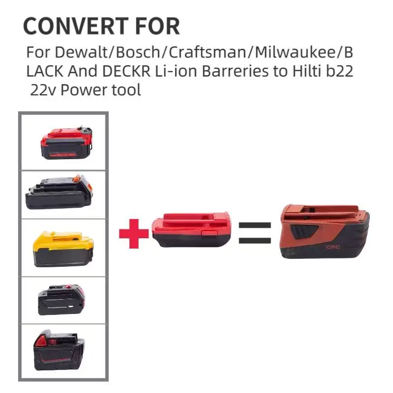 Adapter do wiertarka elektrycznego Hilti zamiennik do Dewalt/Bosch/rzemieślnik/Milwaukee/czarny i przetwornica do baterii DECKR