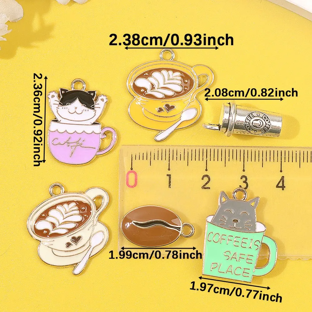 3/8/16 قطعة المعلقات الزخرفية على شكل كوب القط والقهوة، والأقراط DIY، كإكسسوارات الديكور لعيد الحب وعيد الأم #4
