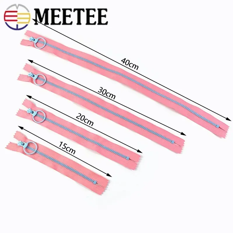 5/10Pcs Meetee 15-40cm 3# Close-end Resin Zippers Decorative Zips for Bag Pocket Zip Repair Kit DIY Garment Sewing Accessories