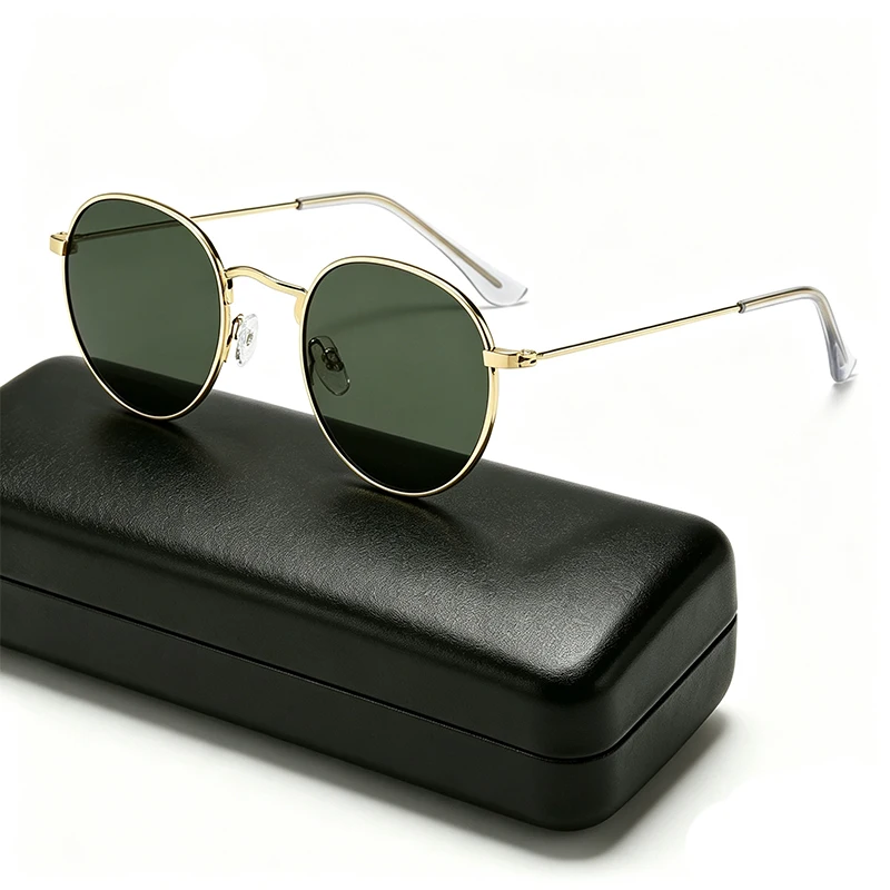 Kleine Sonnenbrille mit ovalem Rahmen für Männer und Frauen, Markendesign, Luxus-Reise-Metall, UV400, grüne Linse, Sonnenbrille, männlich und weiblich, Brillen 2026