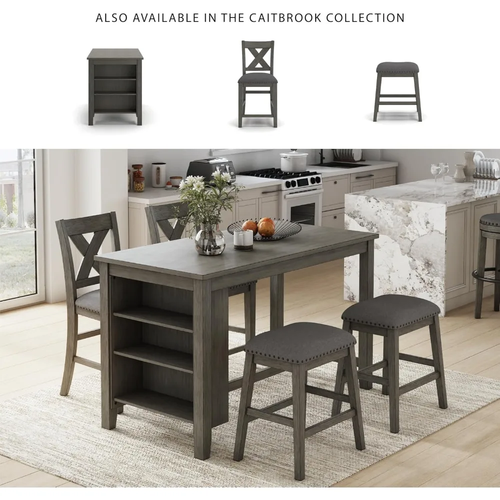 เก้าอี้บาร์หุ้มเบาะแบบสูง 24.4 นิ้ว รุ่น Signature Design by Ashley Caitbrook Rustic, 2 ตัว, สีเทา