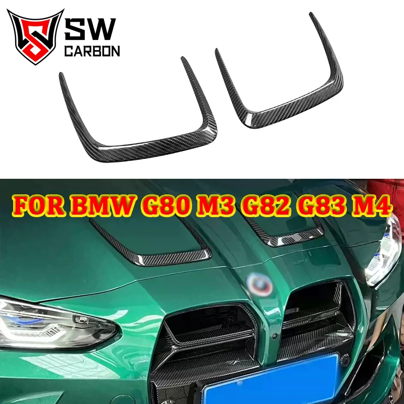 Alta Calidad BMW G80 M3 G82 M4 Carbono Seco CAL Estilo Coche Frente Capó Aire Hoja Anillo Trim Pato Ala Espaciador , 1Par